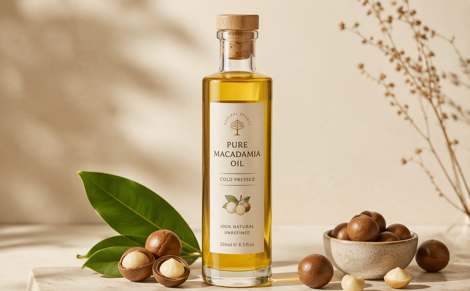 Cold-pressed macadamia oil